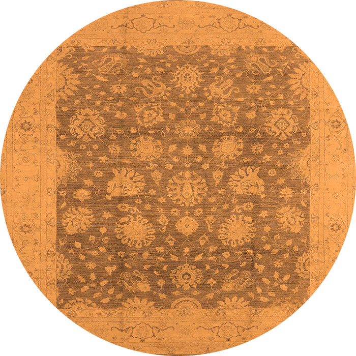 Round Machine Washable Oriental Orange Industrial Area Rugs, wshurb1126org