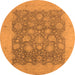 Round Machine Washable Oriental Orange Industrial Area Rugs, wshurb1126org