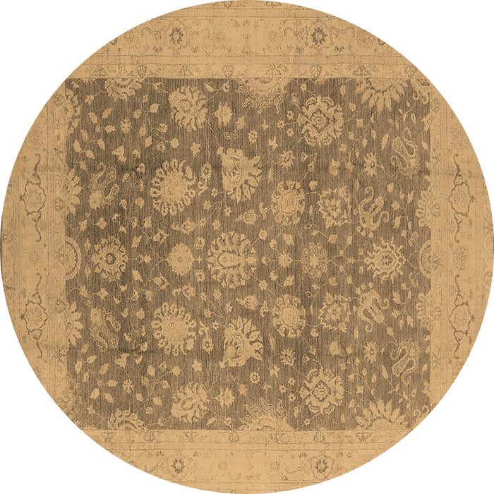 Round Machine Washable Oriental Brown Industrial Rug, wshurb1126brn
