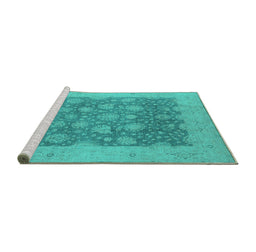 Sideview of Machine Washable Oriental Turquoise Industrial Area Rugs, wshurb1126turq