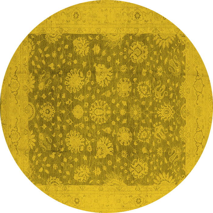 Round Oriental Yellow Industrial Rug, urb1126yw