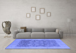 Machine Washable Oriental Blue Industrial Rug in a Living Room, wshurb1126blu