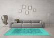 Machine Washable Oriental Turquoise Industrial Area Rugs in a Living Room,, wshurb1126turq