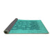 Sideview of Oriental Turquoise Industrial Rug, urb1126turq