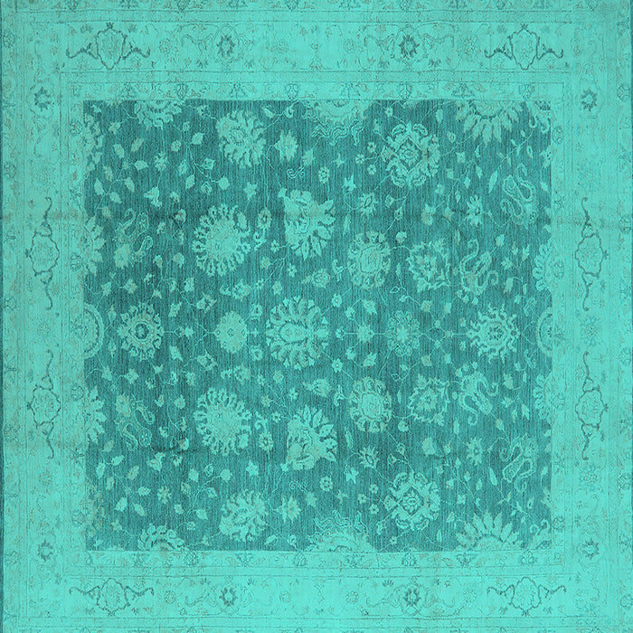 Square Machine Washable Oriental Turquoise Industrial Area Rugs, wshurb1126turq