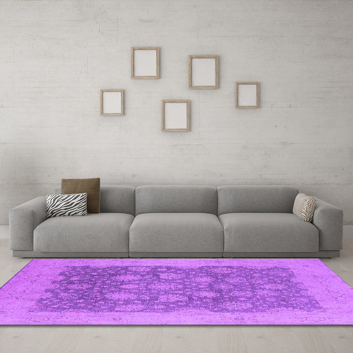 Machine Washable Oriental Purple Industrial Area Rugs in a Living Room, wshurb1126pur