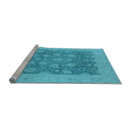 Sideview of Machine Washable Oriental Light Blue Industrial Rug, wshurb1126lblu