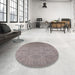 Round Mid-Century Modern Rose Purple Oriental Rug in a Office, urb1127