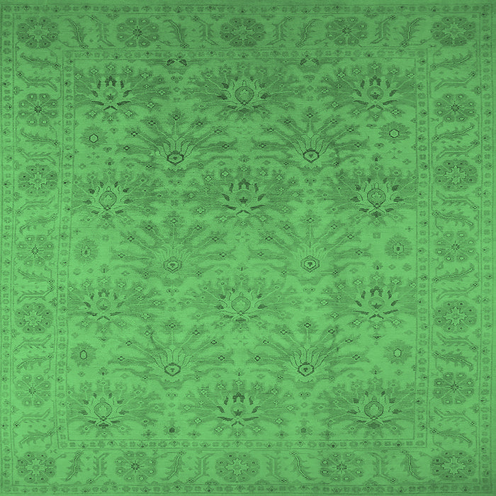 Square Oriental Emerald Green Industrial Rug, urb1127emgrn