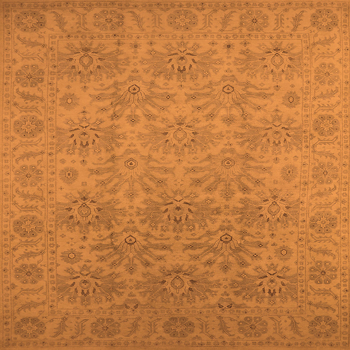 Square Machine Washable Oriental Orange Industrial Area Rugs, wshurb1127org