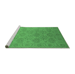 Sideview of Machine Washable Oriental Emerald Green Industrial Area Rugs, wshurb1127emgrn
