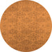 Round Machine Washable Oriental Orange Industrial Area Rugs, wshurb1127org