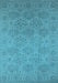 Machine Washable Oriental Light Blue Industrial Rug, wshurb1127lblu