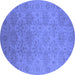 Round Oriental Blue Industrial Rug, urb1127blu