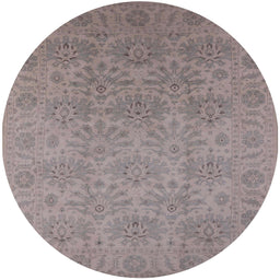 Round Mid-Century Modern Rose Purple Oriental Rug, urb1127
