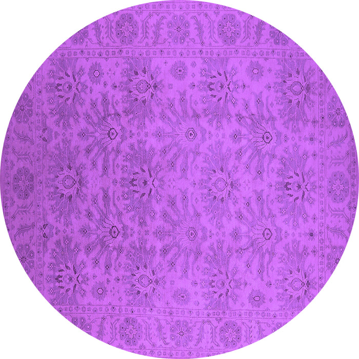 Round Machine Washable Oriental Purple Industrial Area Rugs, wshurb1127pur