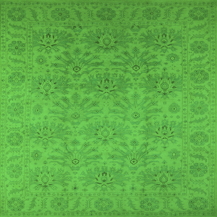 Square Machine Washable Oriental Green Industrial Area Rugs, wshurb1127grn