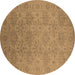 Round Oriental Brown Industrial Rug, urb1127brn