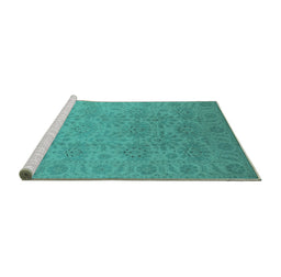 Sideview of Machine Washable Oriental Turquoise Industrial Area Rugs, wshurb1127turq