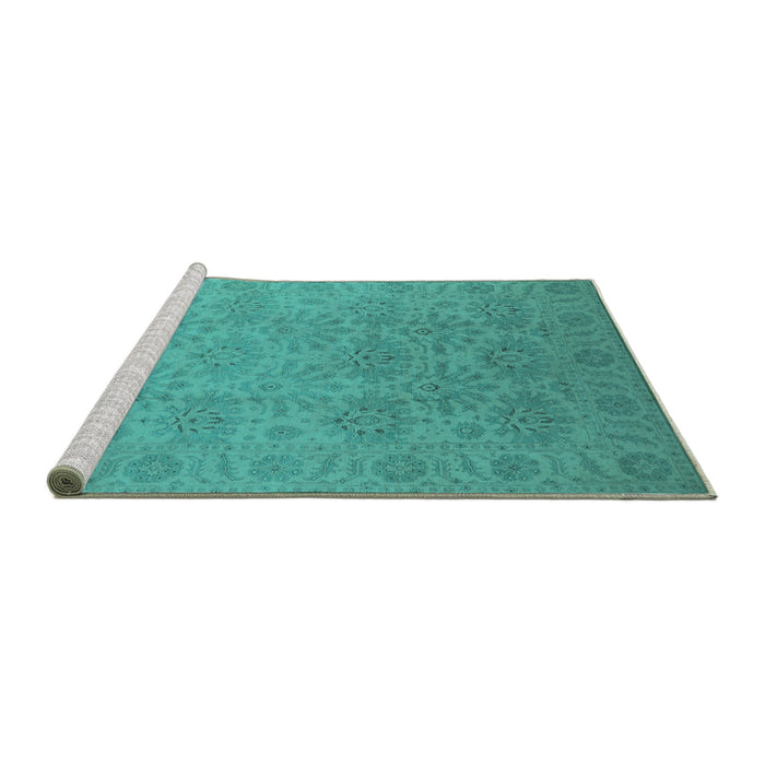 Sideview of Machine Washable Oriental Turquoise Industrial Area Rugs, wshurb1127turq