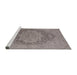 Sideview of Machine Washable Industrial Modern Mauve Taupe Purple Rug, wshurb1128