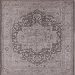 Square Machine Washable Industrial Modern Mauve Taupe Purple Rug, wshurb1128
