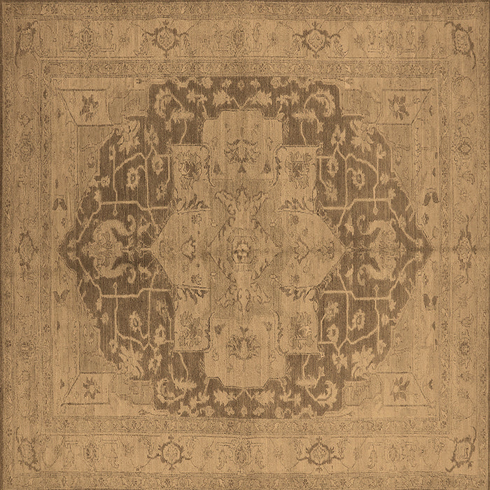 Square Oriental Brown Industrial Rug, urb1128brn