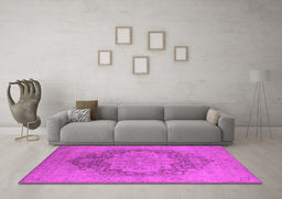 Machine Washable Oriental Pink Industrial Rug in a Living Room, wshurb1128pnk
