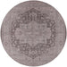 Round Mid-Century Modern Mauve Taupe Purple Oriental Rug, urb1128