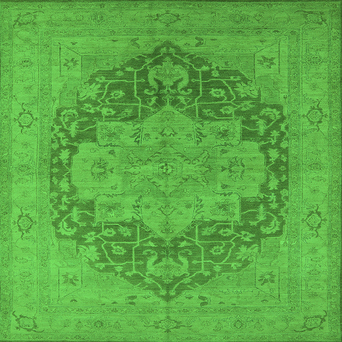 Square Machine Washable Oriental Green Industrial Area Rugs, wshurb1128grn