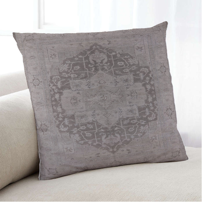 Lifestyle Image of Mid-Century Modern Urban Square Mauve Taupe Purple Throw Pillow, 18 inch by 18 inch, pwurb1128