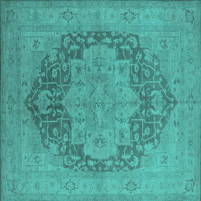 Square Oriental Turquoise Industrial Rug, urb1128turq