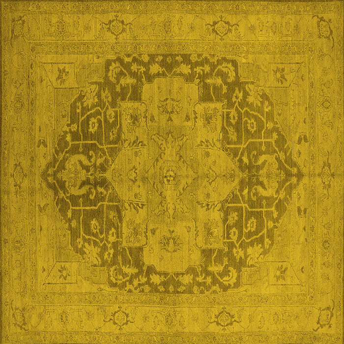 Square Machine Washable Oriental Yellow Industrial Rug, wshurb1128yw