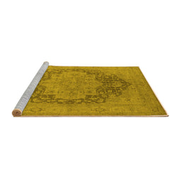Sideview of Machine Washable Oriental Yellow Industrial Rug, wshurb1128yw