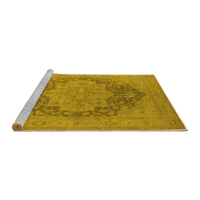 Sideview of Machine Washable Oriental Yellow Industrial Rug, wshurb1128yw
