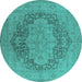 Round Oriental Turquoise Industrial Rug, urb1128turq