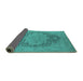 Sideview of Oriental Turquoise Industrial Rug, urb1128turq