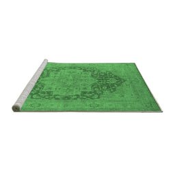 Sideview of Machine Washable Oriental Emerald Green Industrial Area Rugs, wshurb1128emgrn