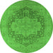 Round Oriental Green Industrial Rug, urb1128grn