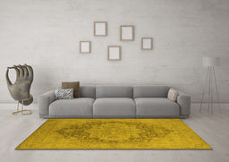 Machine Washable Oriental Yellow Industrial Rug in a Living Room, wshurb1128yw