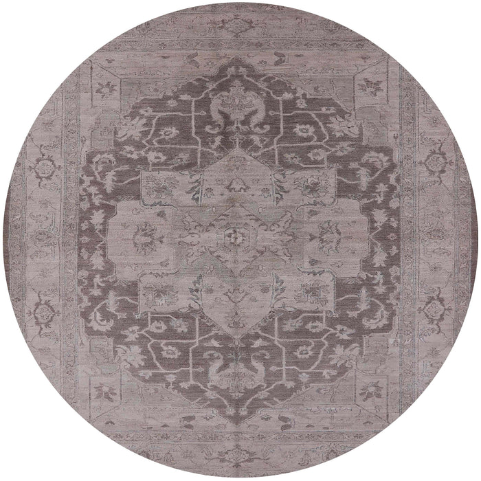 Round Machine Washable Industrial Modern Mauve Taupe Purple Rug, wshurb1128