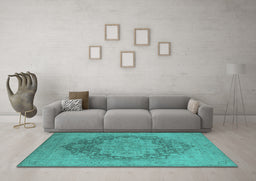 Machine Washable Oriental Turquoise Industrial Area Rugs in a Living Room,, wshurb1128turq