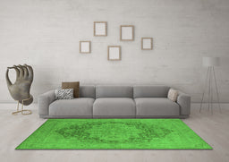 Machine Washable Oriental Green Industrial Area Rugs in a Living Room,, wshurb1128grn