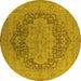 Round Oriental Yellow Industrial Rug, urb1128yw