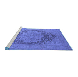 Sideview of Machine Washable Oriental Blue Industrial Rug, wshurb1128blu