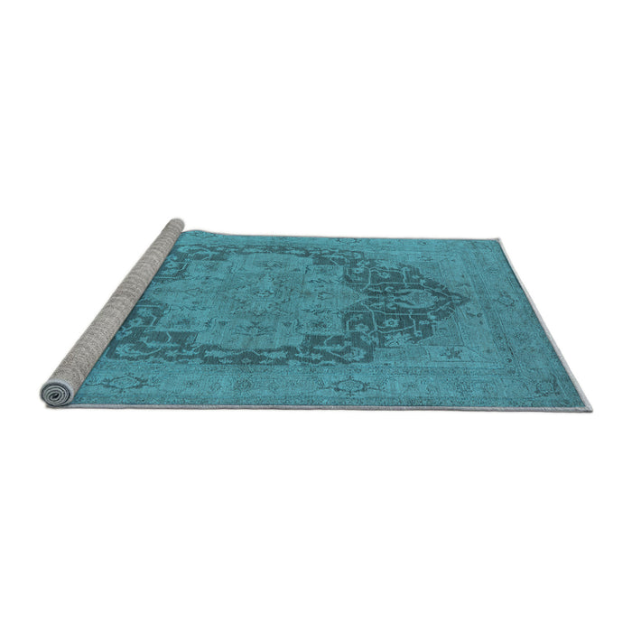 Sideview of Machine Washable Oriental Light Blue Industrial Rug, wshurb1128lblu