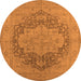 Round Machine Washable Oriental Orange Industrial Area Rugs, wshurb1128org