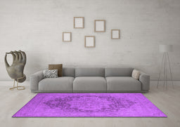 Machine Washable Oriental Purple Industrial Area Rugs in a Living Room, wshurb1128pur