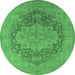 Round Oriental Emerald Green Industrial Rug, urb1128emgrn