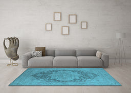 Machine Washable Oriental Light Blue Industrial Rug in a Living Room, wshurb1128lblu